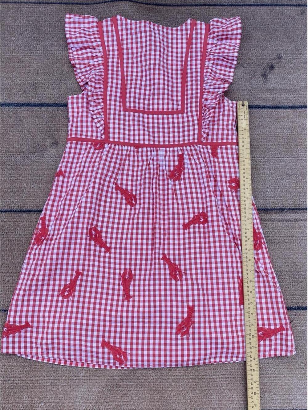 Vineyard Vines Ainsley Lobster coastal cottagecore checked ruffle dress small - Picture 8 of 8